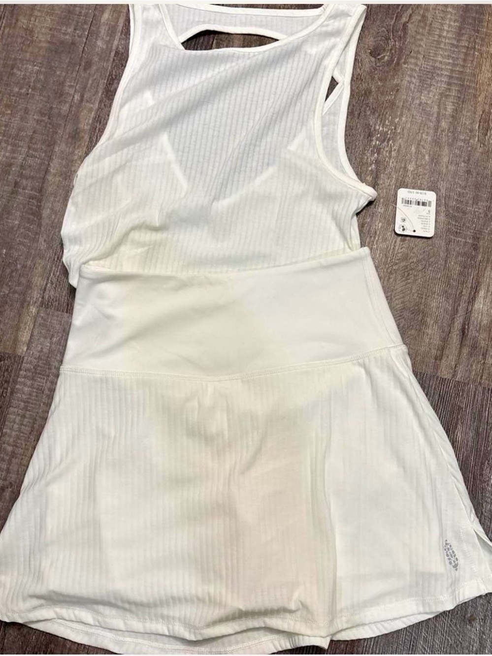 BNWT Free People White Ribbed Tank & Skirt Skort Set Open Back Sleeveless Small